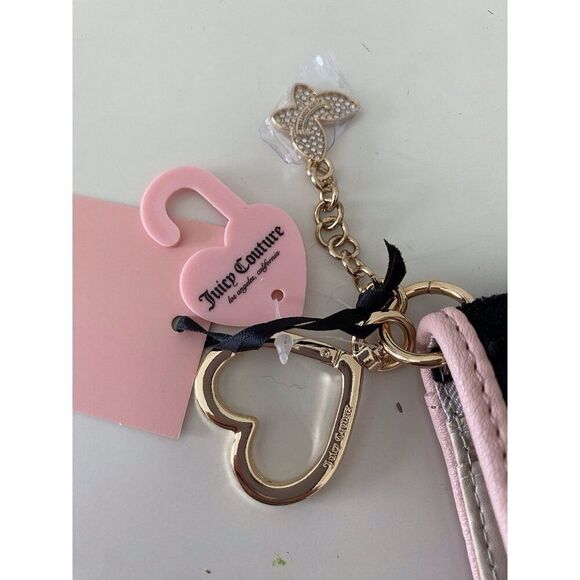 Juicy Couture Wing It Card Case Key Fob Wallet Liquorice Pink Diamond Butterfly - Picture 5 of 12